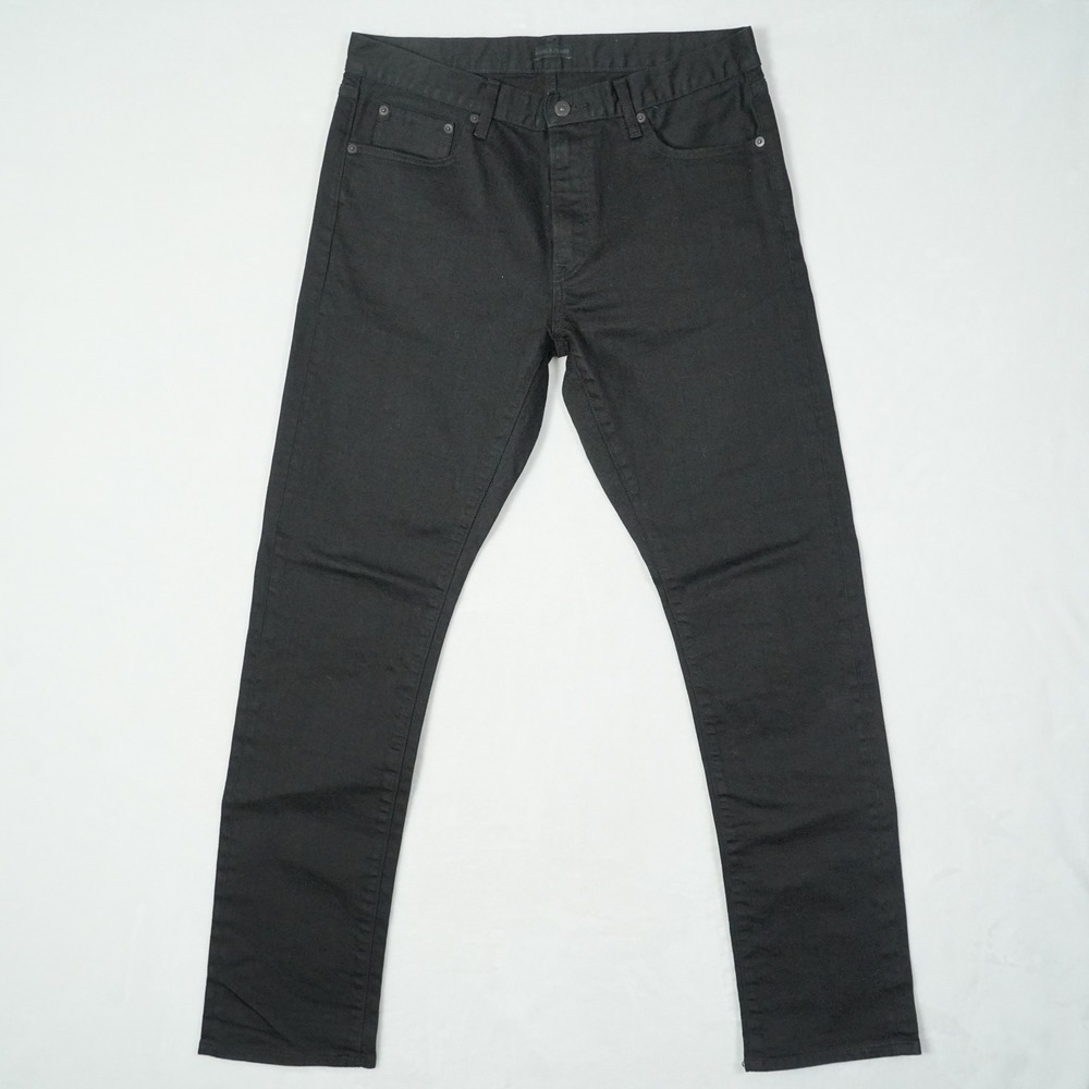 Uniqlo Selvedge Jeans Mens 34x34 (Fits 34x32) Slim Straight Middle Rise Black